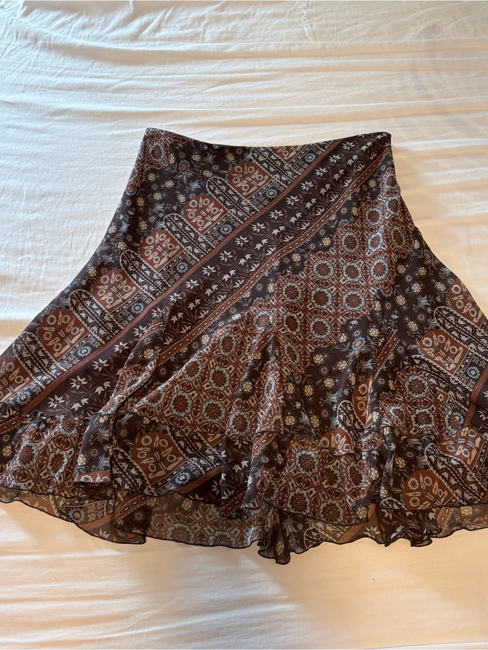 Nine & Co Brown Printed Circle Skirt